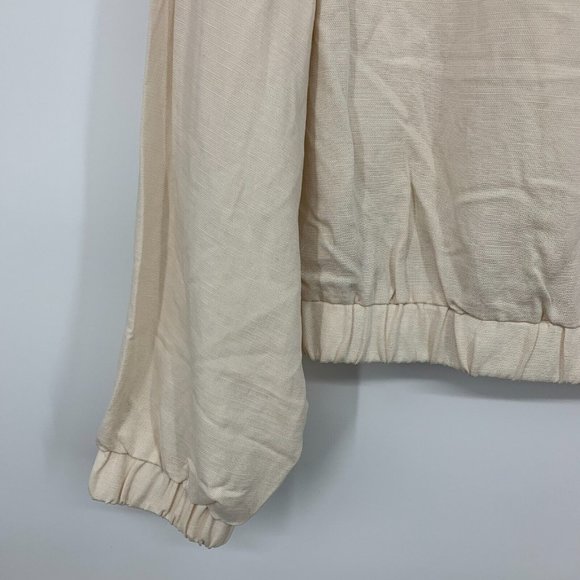 Blank NYC Jacket Beige Love Me Now Lyocell Linen Crop Full Zip - Picture 12 of 13